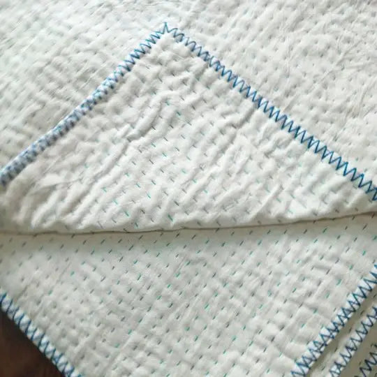 Basha Small Natural Kantha Blanket