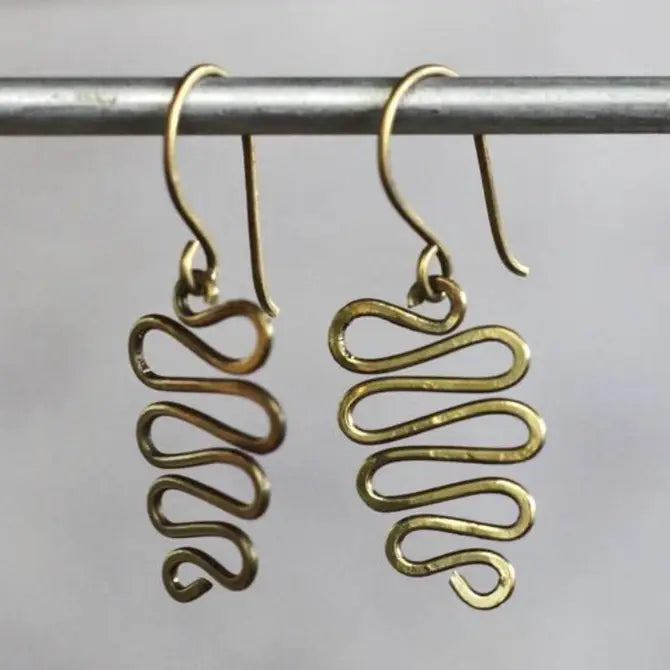 Basha Squiggle Earrings - Brass