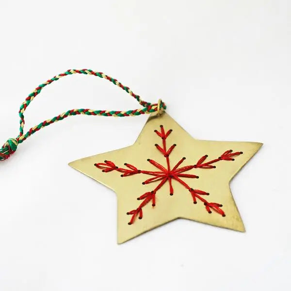 Embroidered Star Christmas Ornament
