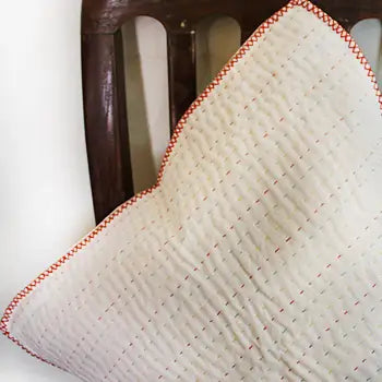 Natural kantha cushion cover, Primary colours