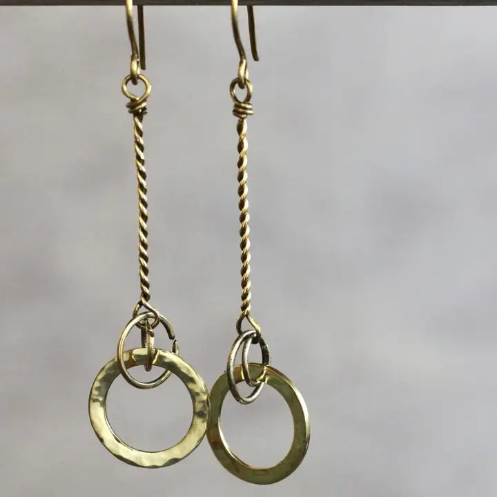 Suspended Circle Brass Earring