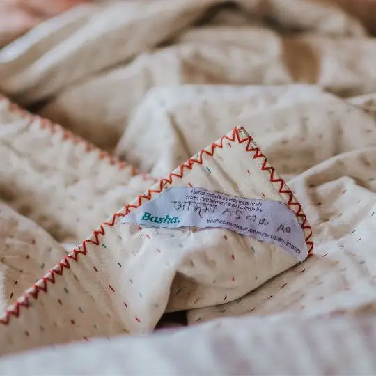 Basha Natural Kantha Throw Blanket