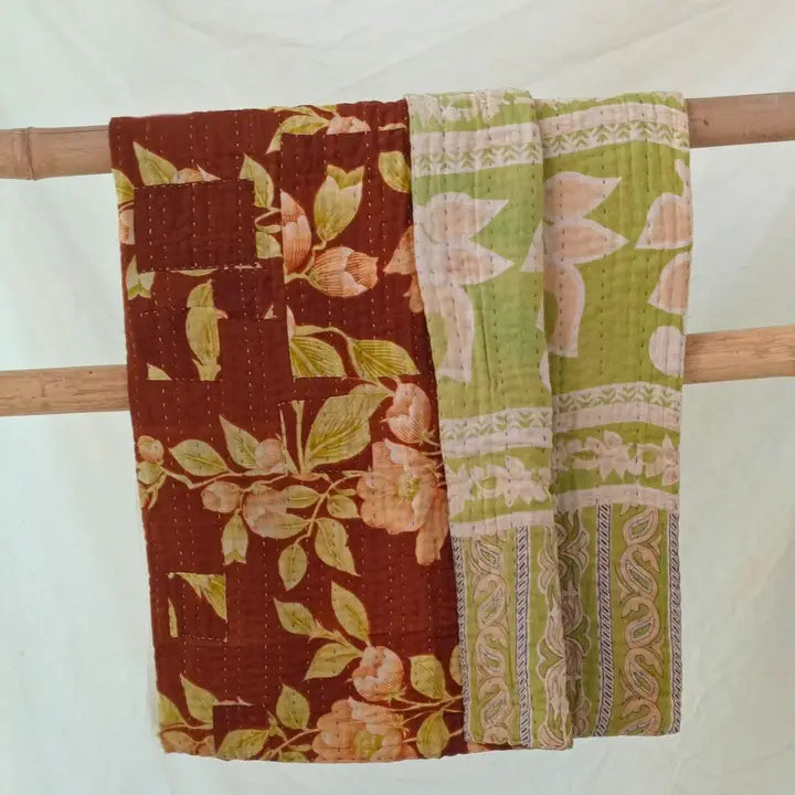 Small Vintage Kantha Blanket, 100x100cm