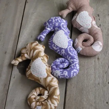 Handstitched sea horse from colorful sari cloth- ocean decor