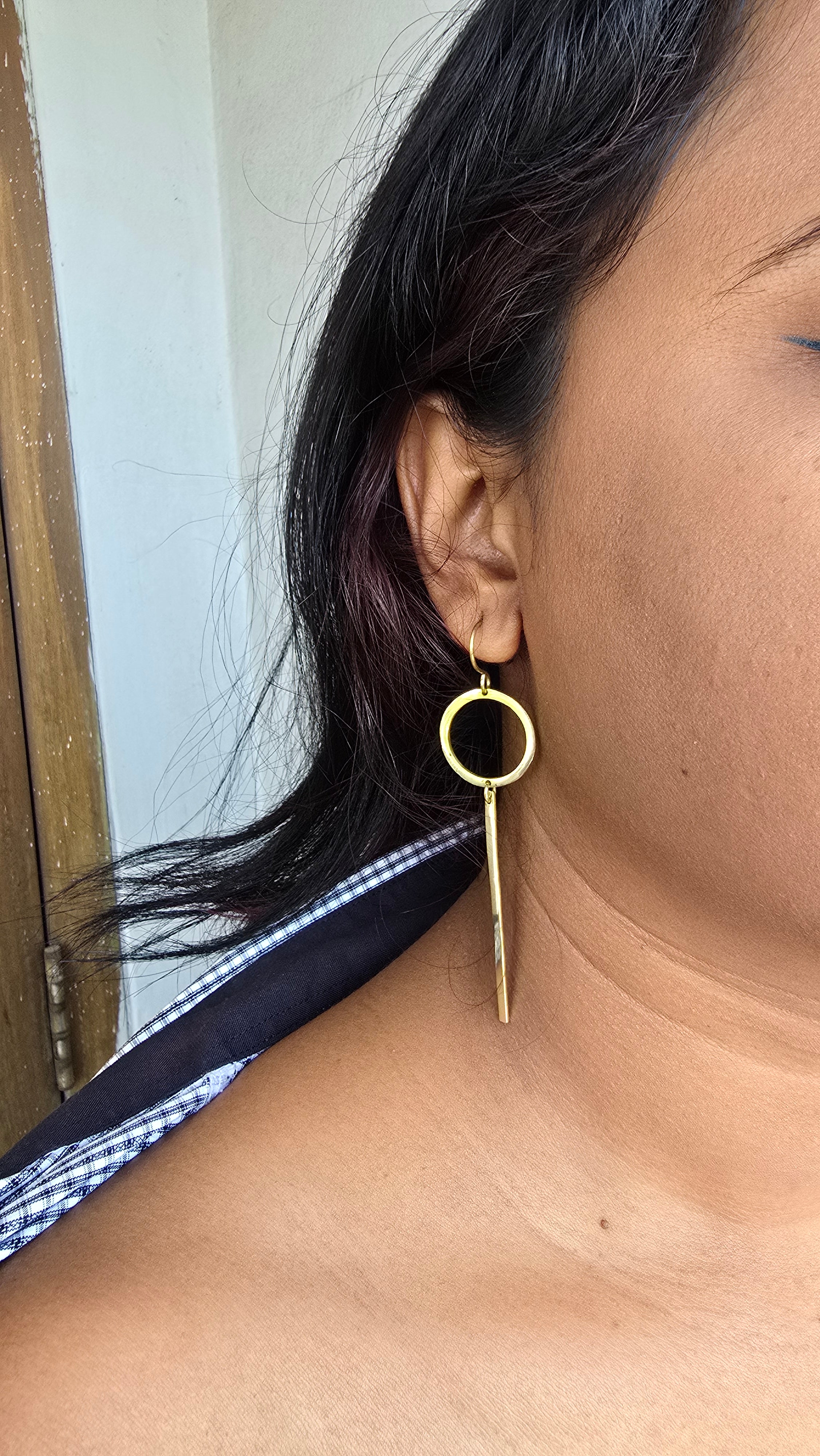 Orbit Pendulum Brass Earrings – Modern Brass Dangle