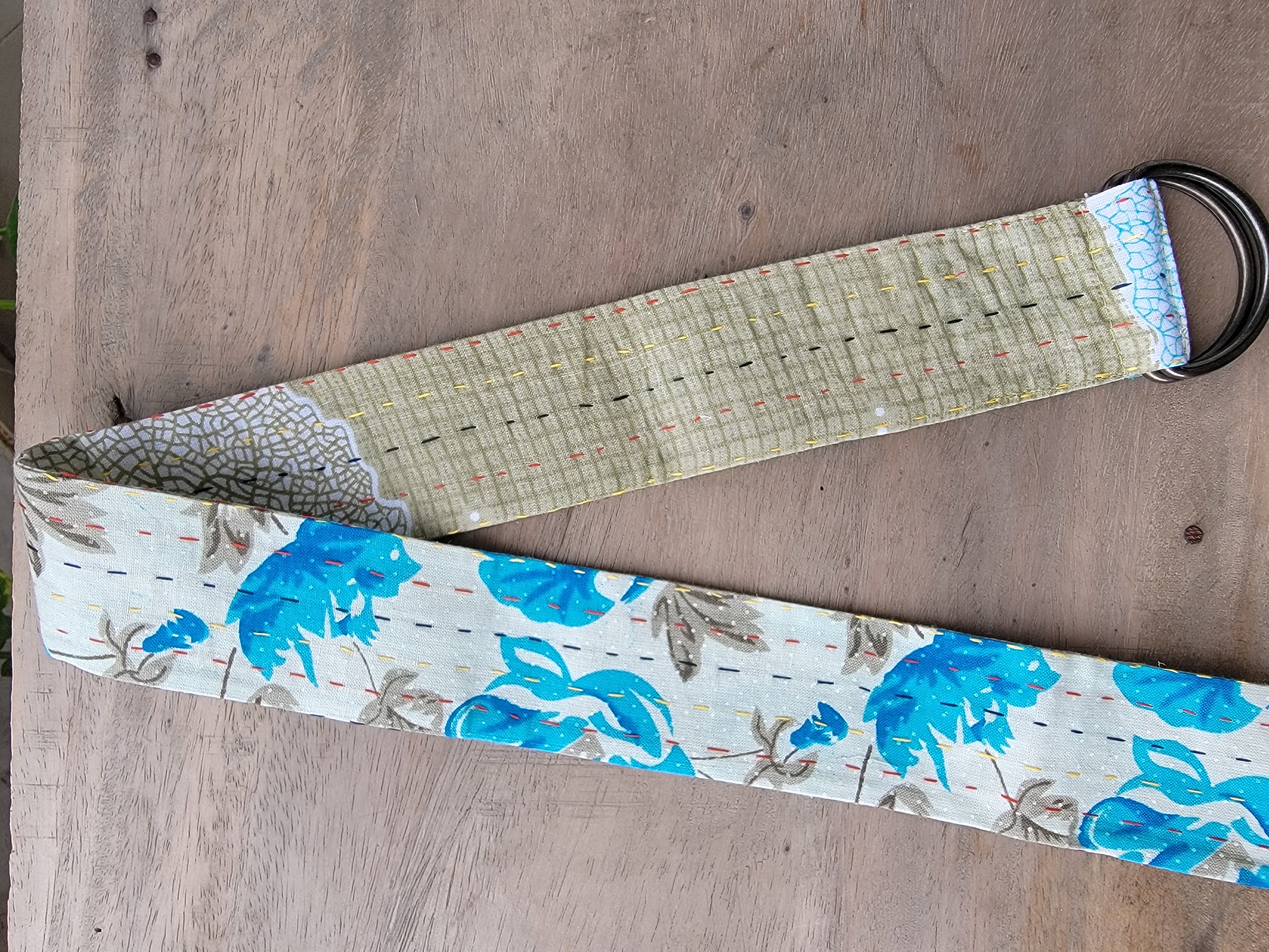 Handmade Kantha Sari Belt | Reversible Upcycled Fabric Belt