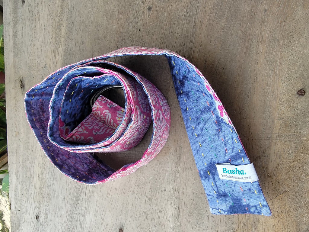 Handmade Kantha Sari Belt | Reversible Upcycled Fabric Belt