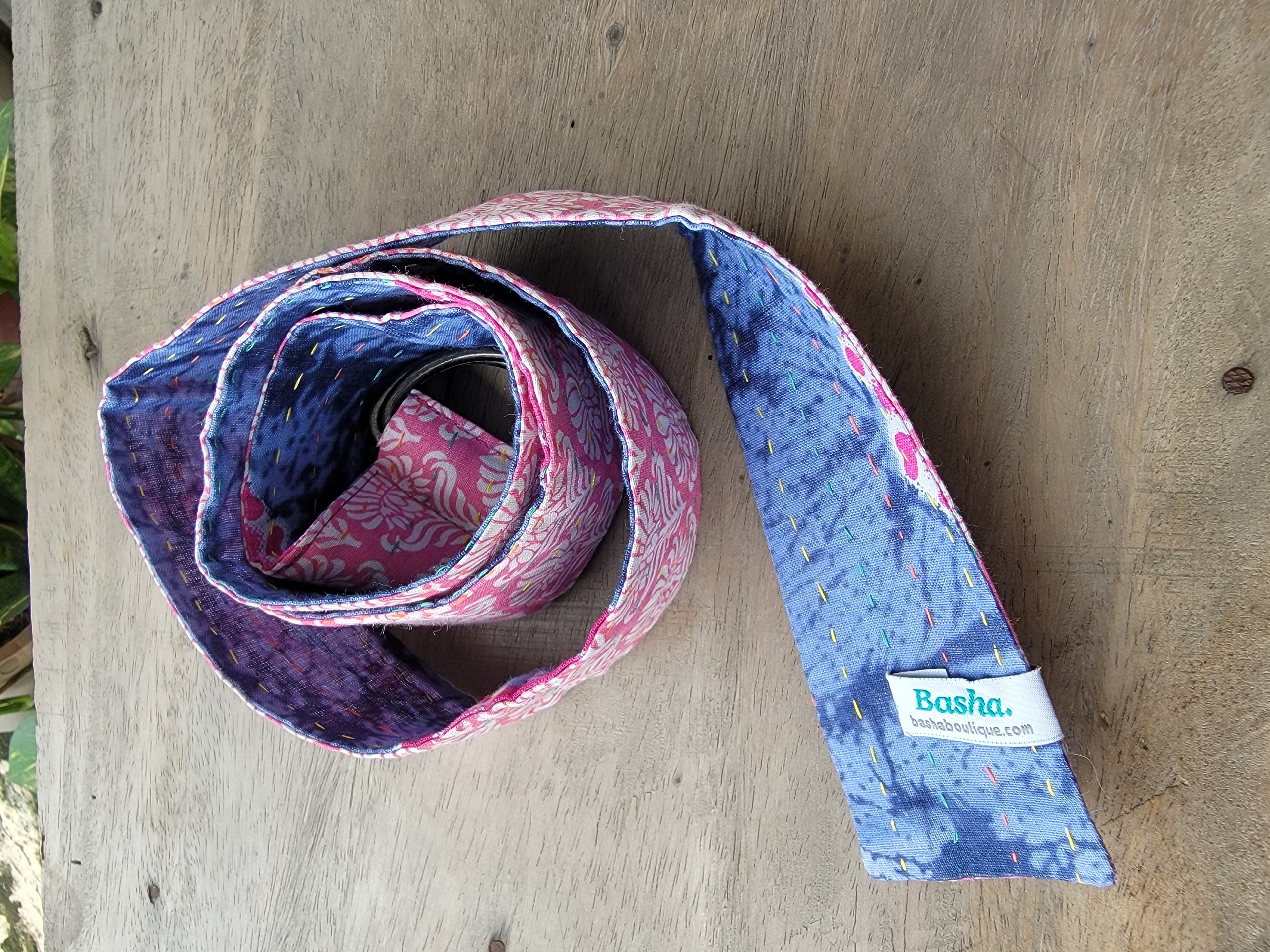 Handmade Kantha Sari Belt | Reversible Upcycled Fabric Belt