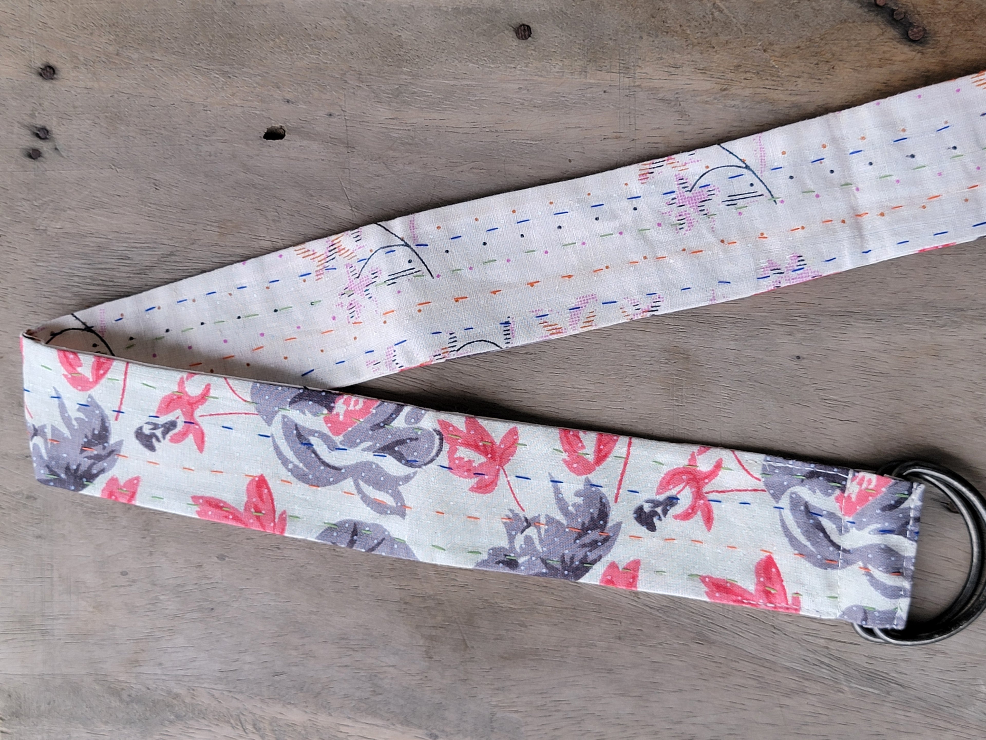 Handmade Kantha Sari Belt | Reversible Upcycled Fabric Belt