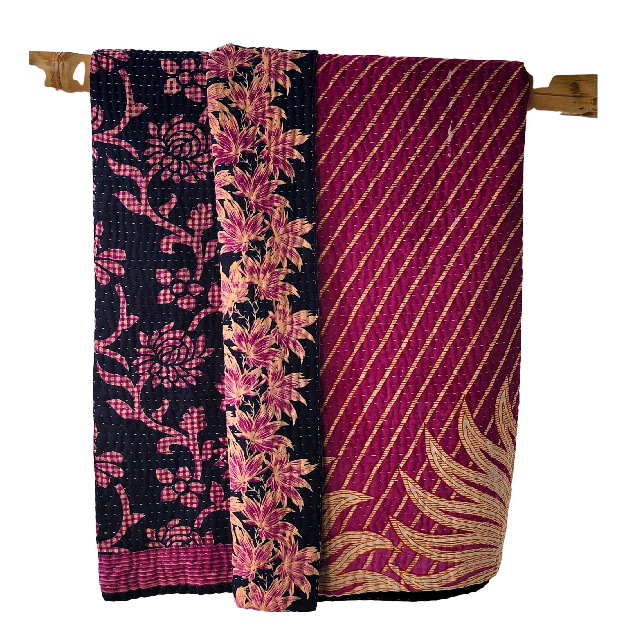 Basha throw blanket in bougainvillea magenta and black