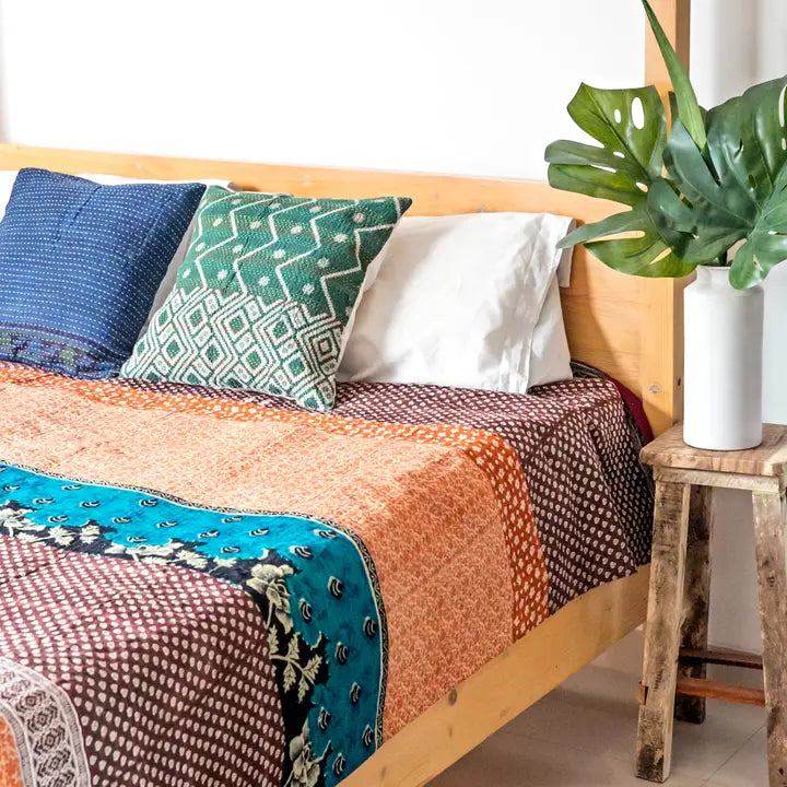 Basha Hand Stitched Exquisite Kantha King Bedspread Quilts