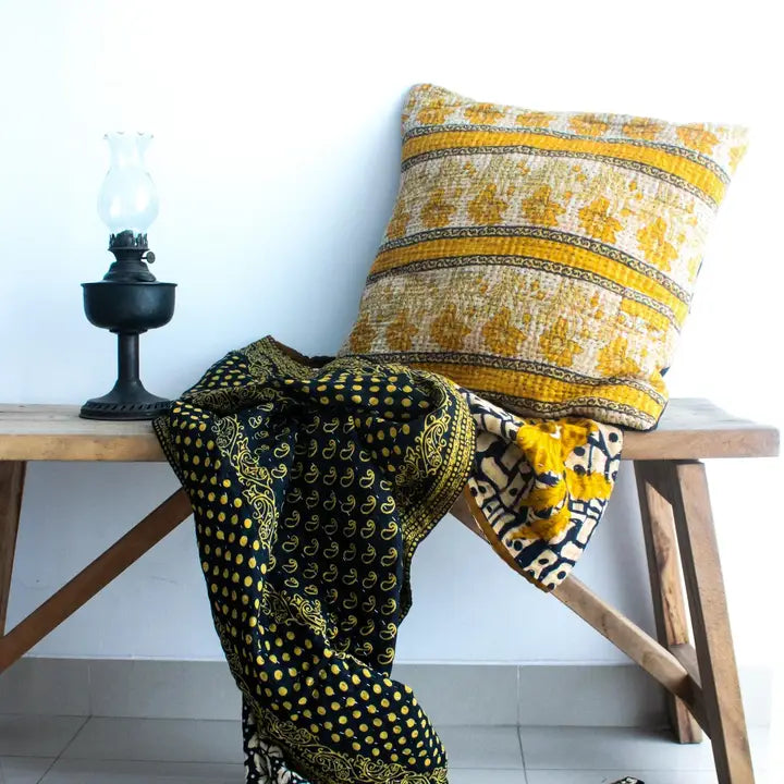 Vintage kantha pillow cover
