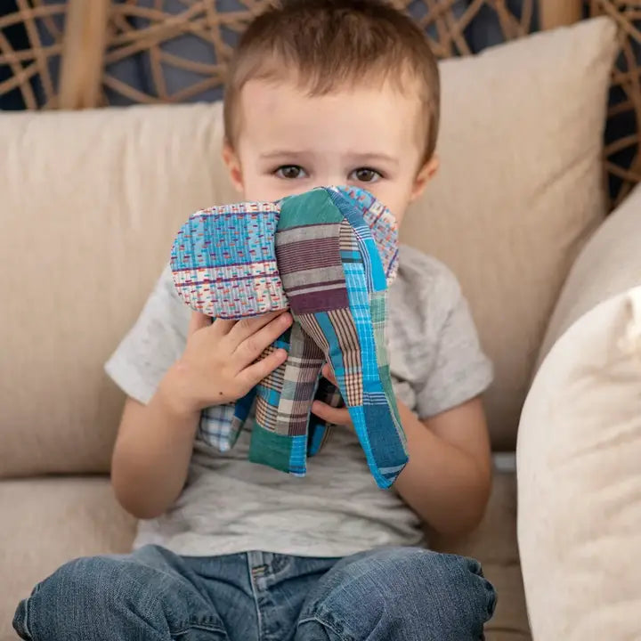 Stuffed Elephant with Kantha Ears