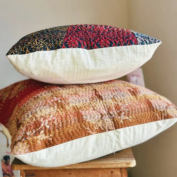 Vintage kantha pillow cover