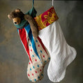 Kantha Christmas Stocking, Natural Cotton with Vintage Cuff