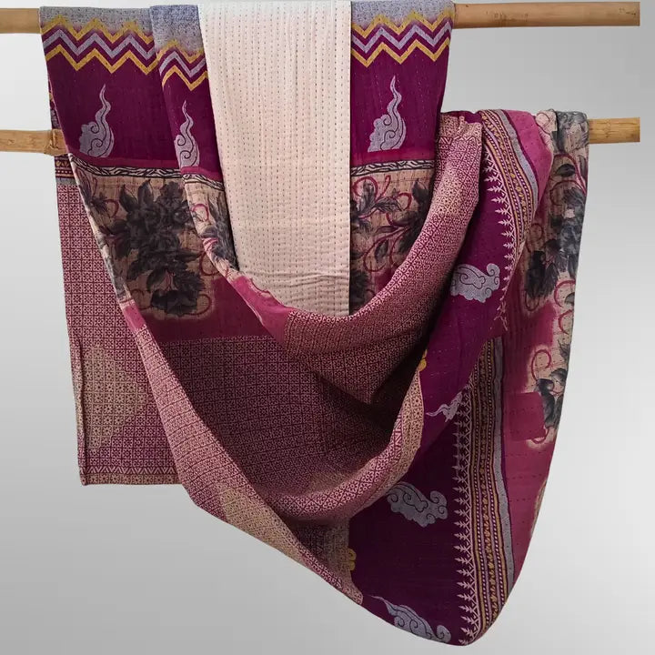 Basha Hand Stitched Exquisite Kantha King Bedspread Quilts
