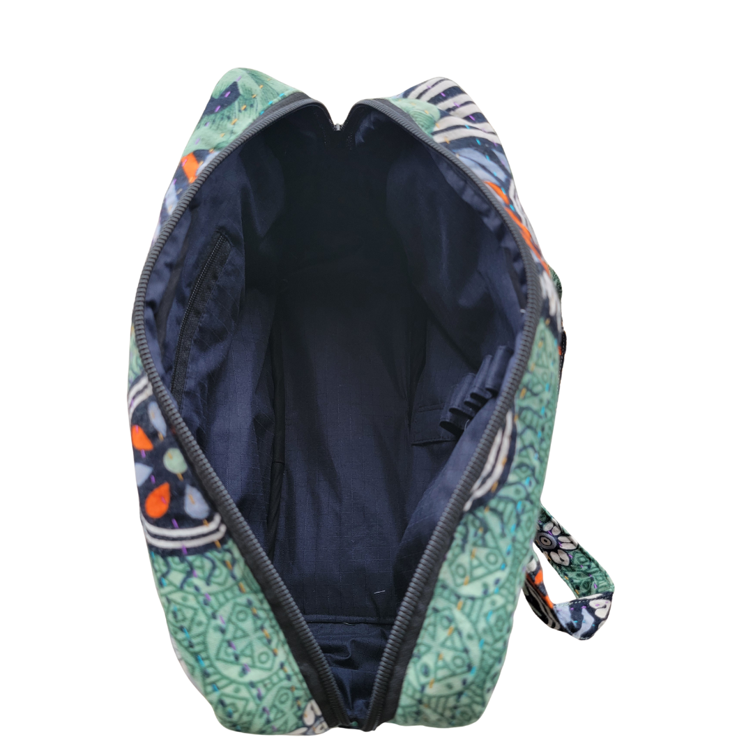 Basha Kantha Mini Duffel Bag in Teal and Black
