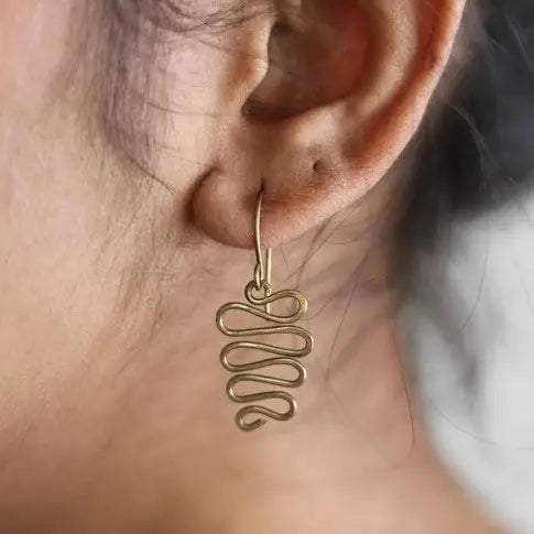 Basha Squiggle Earrings - Brass