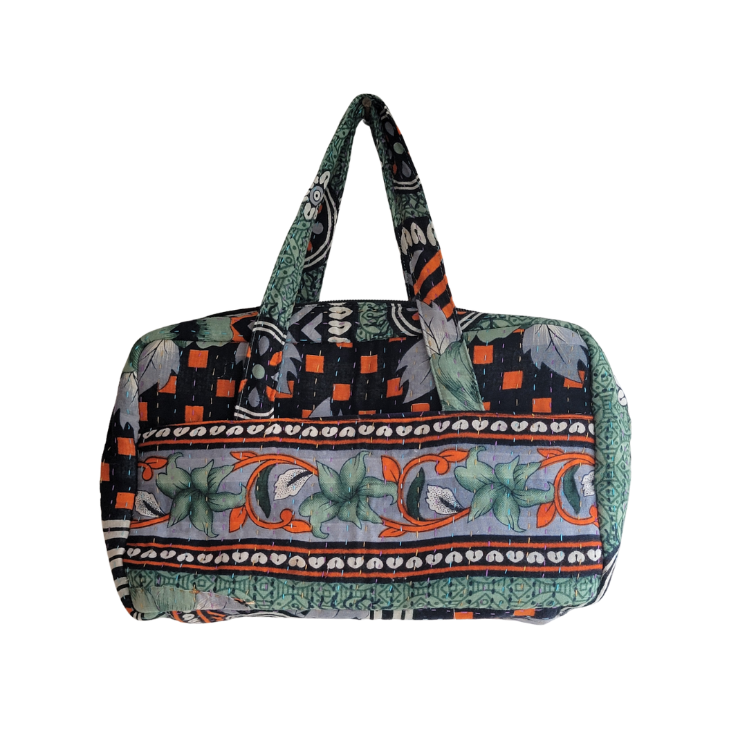 Basha Kantha Mini Duffel Bag in Teal and Black