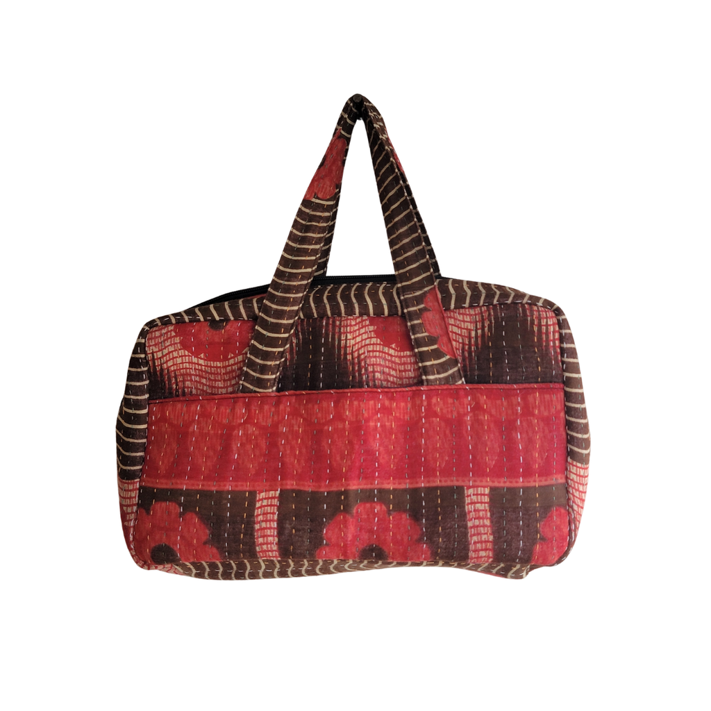Basha Kantha Mini Duffel Bag in Maroon and Red
