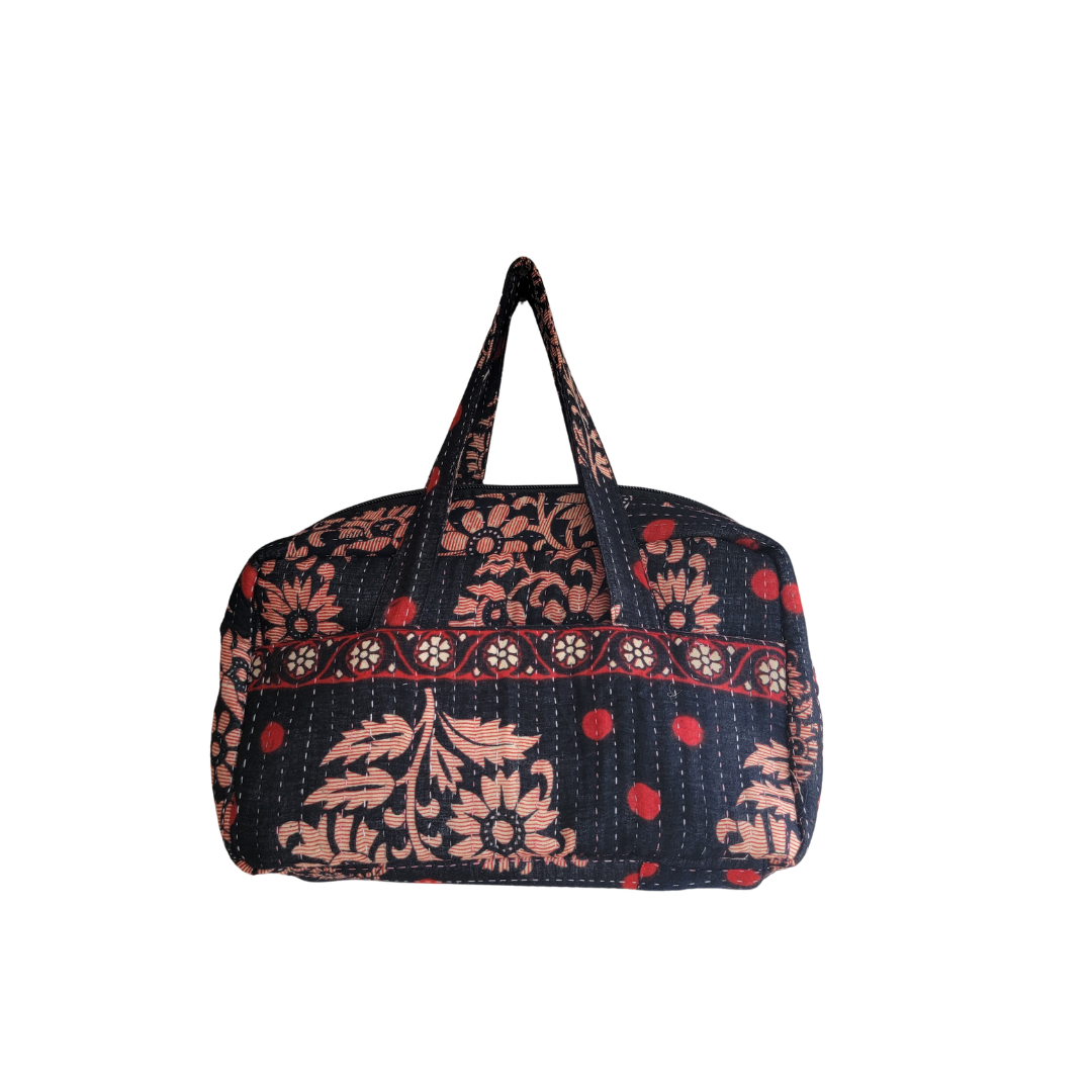Basha Kantha Mini Duffel Bag in Black and Red