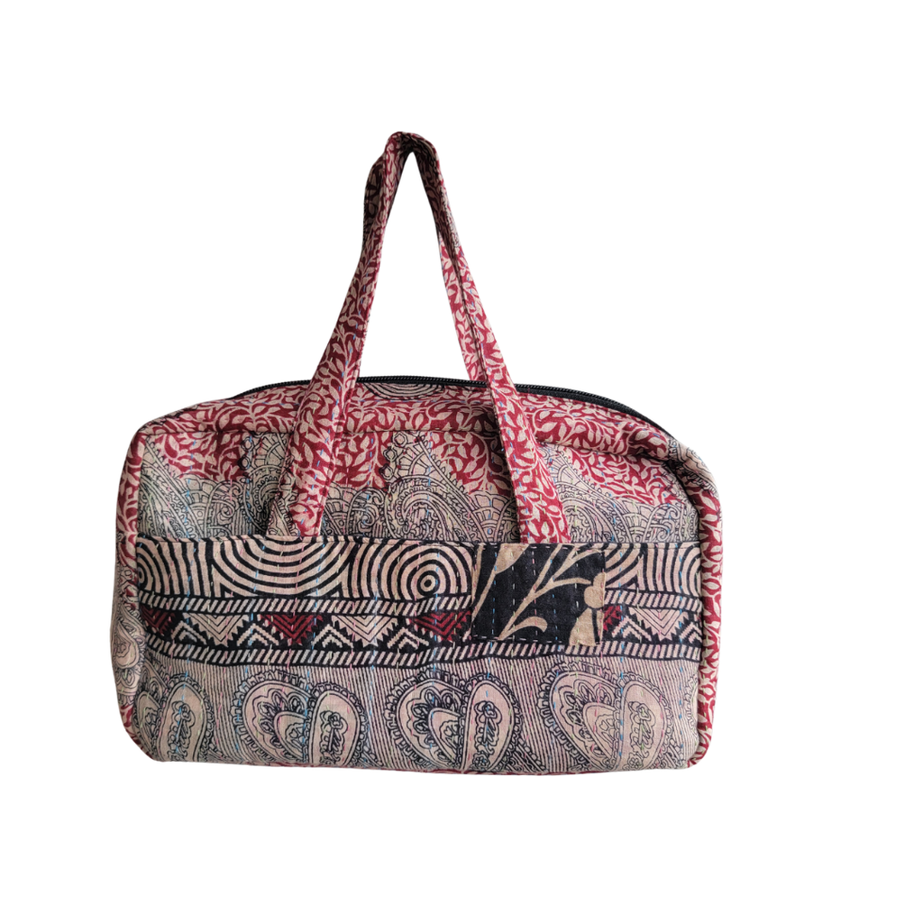 Basha Kantha Mini Duffel Bag in Red and White