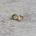 Hammered Circle Stud Earrings, Brass, handmade