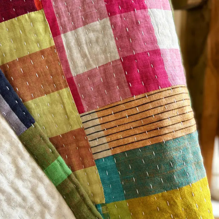 Basha Recycled Patchwork Plaid Blanket & Unbleached Cotton