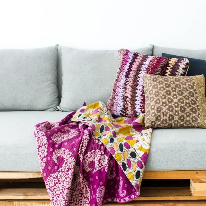 Vintage kantha pillow cover