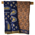 Basha throw blanket in indigo blue and mustard yellow