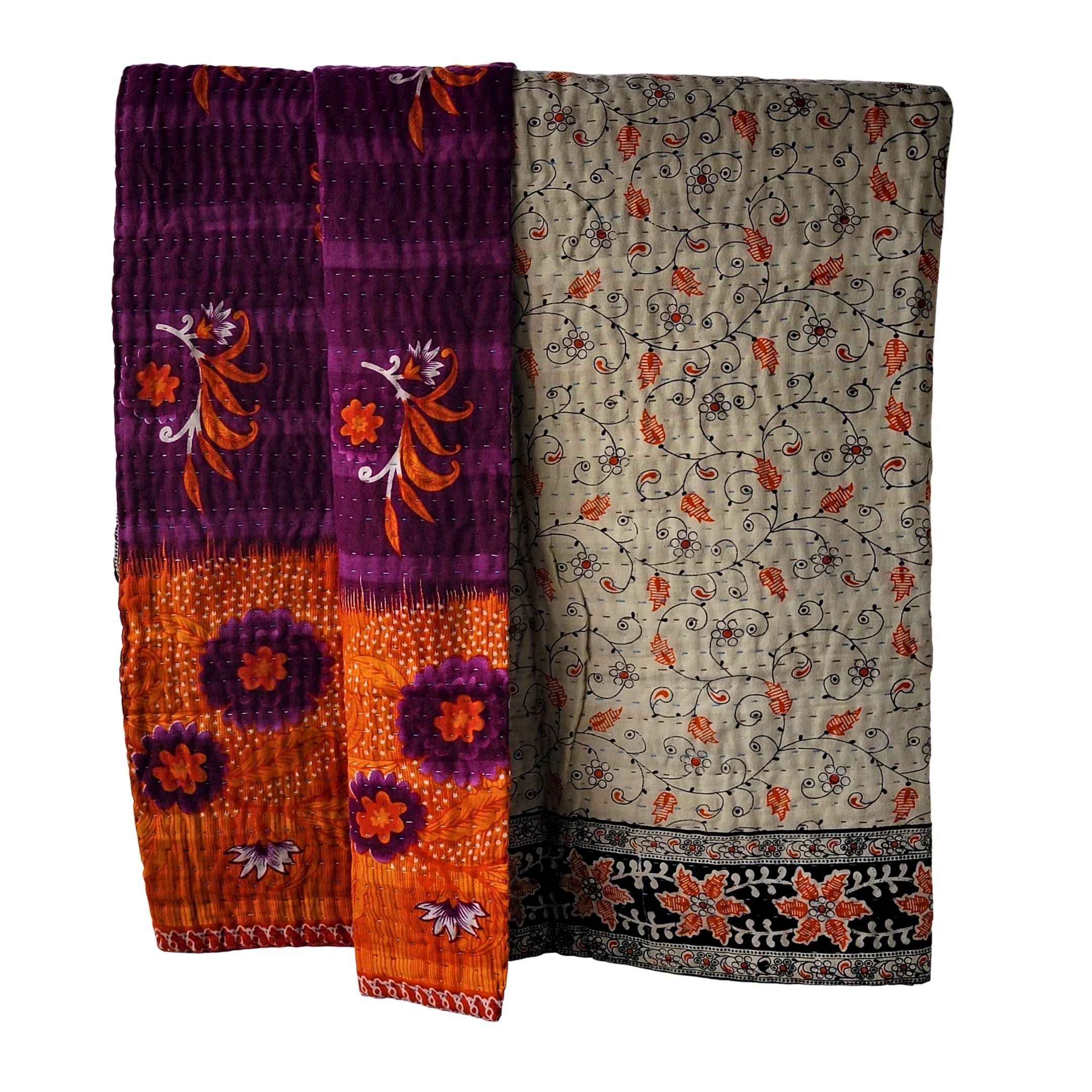 Basha throw blanket in white and purple