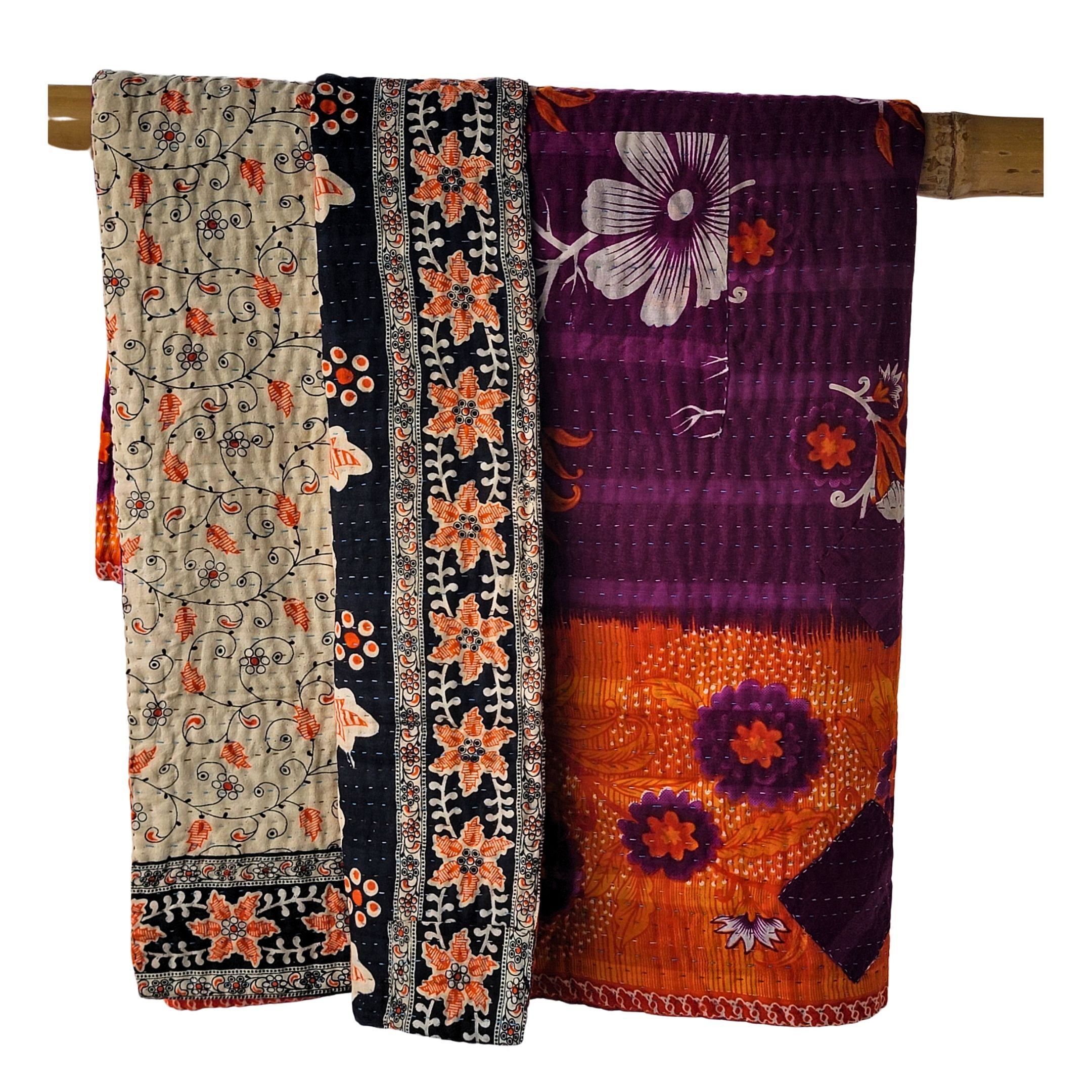 Basha throw blanket in white and purple