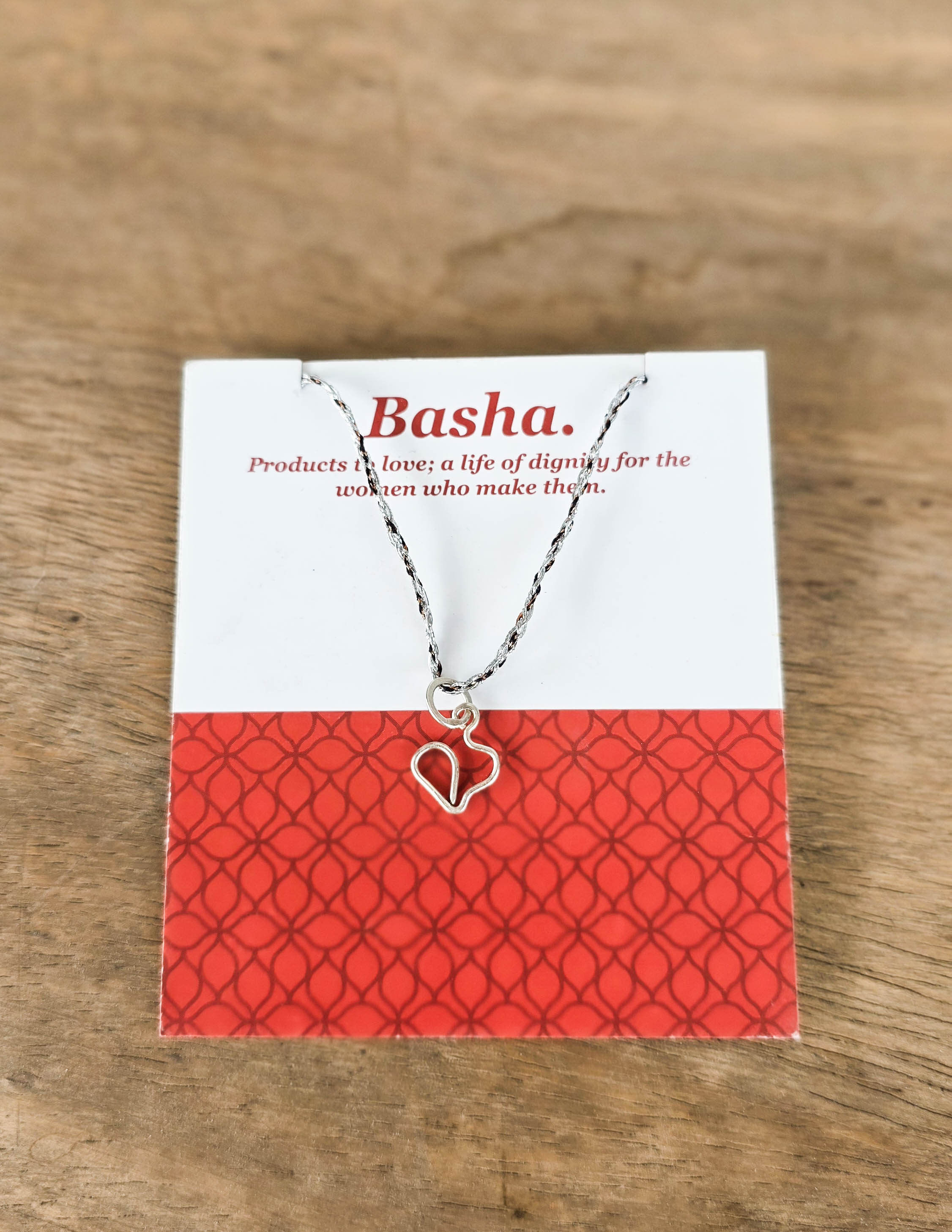 Ethical Mother’s Day Gift Set | Handmade Card, Embroidered Heart & Silver Heart Necklace