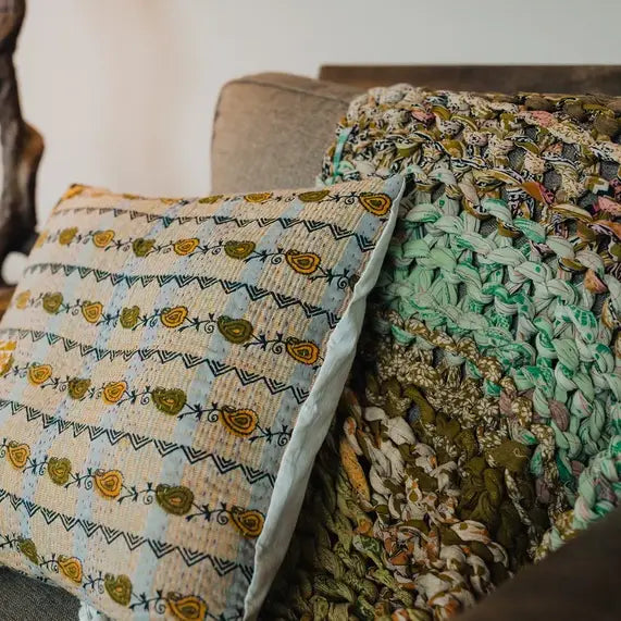 Vintage kantha pillow cover