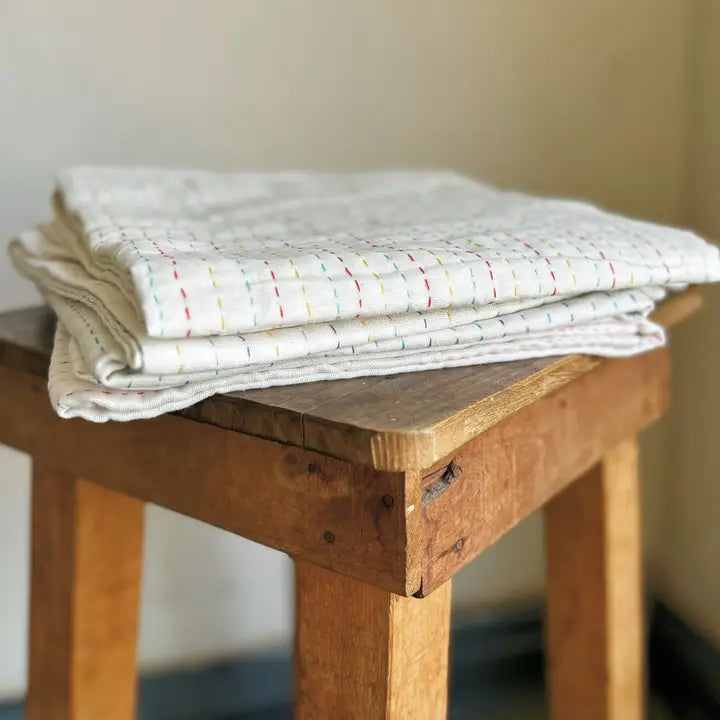 Basha Small Natural Two-Layer Kantha Blanket