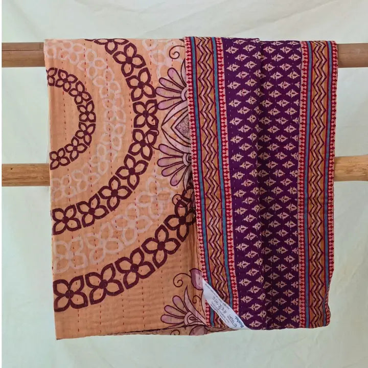Small Vintage Kantha Blanket, 100x100cm