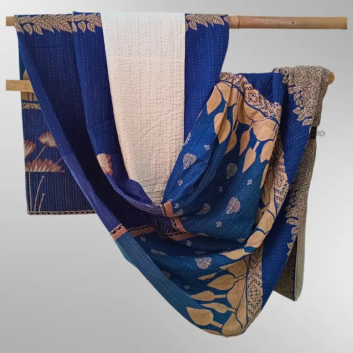 Basha Hand Stitched Exquisite Kantha King Bedspread Quilts