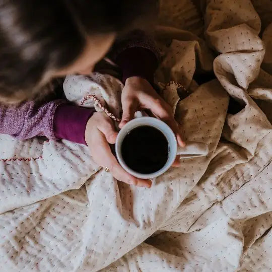 Basha Natural Kantha Throw Blanket