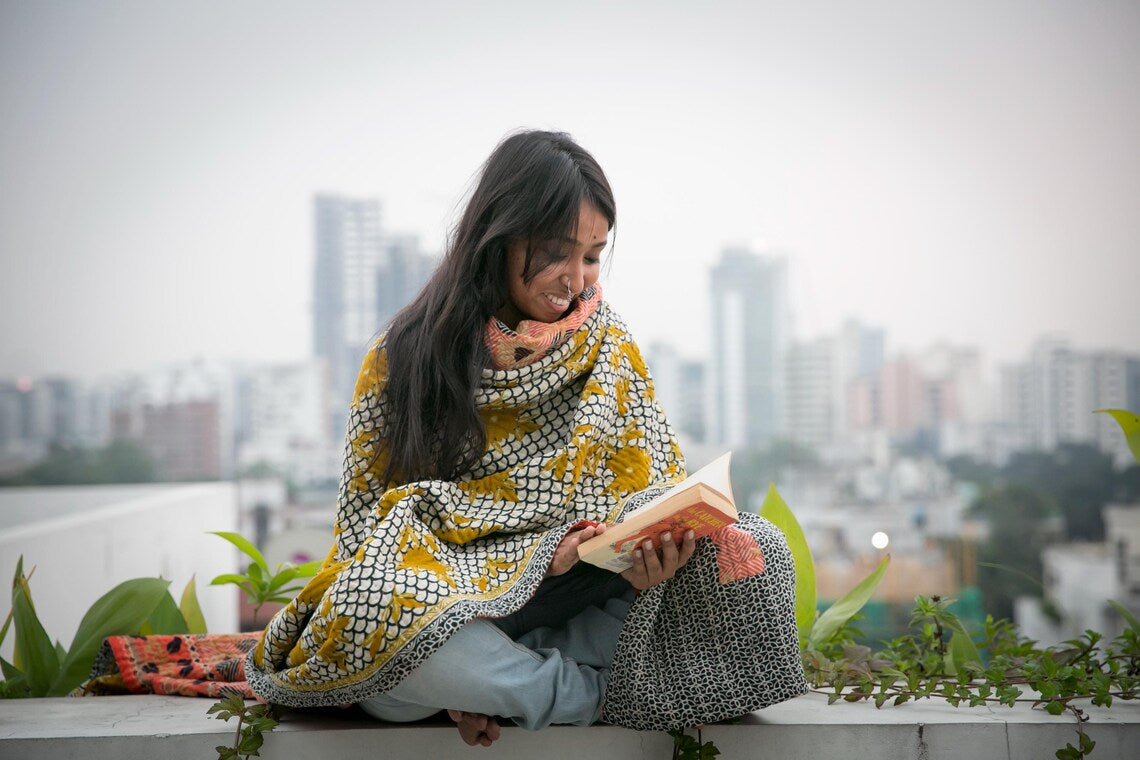 Basha Throw Blanket in Bright Yellow