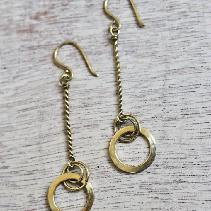 Suspended Circle Brass Earring