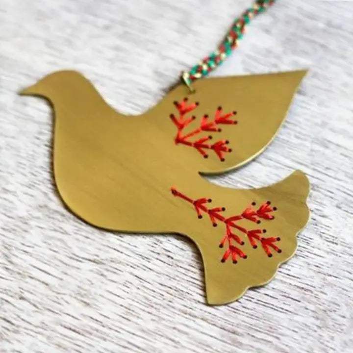 Embroidered Peace Dove Christmas ornament or decor