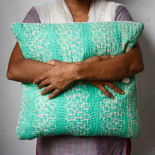 Vintage kantha pillow cover