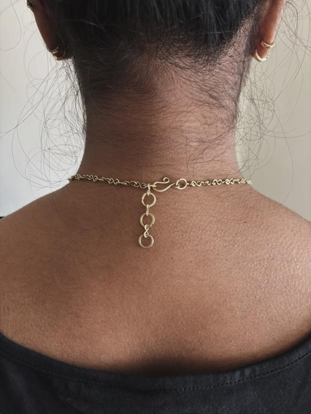 Hammered Brass Semi Circle Necklace, Handmade Jewelry