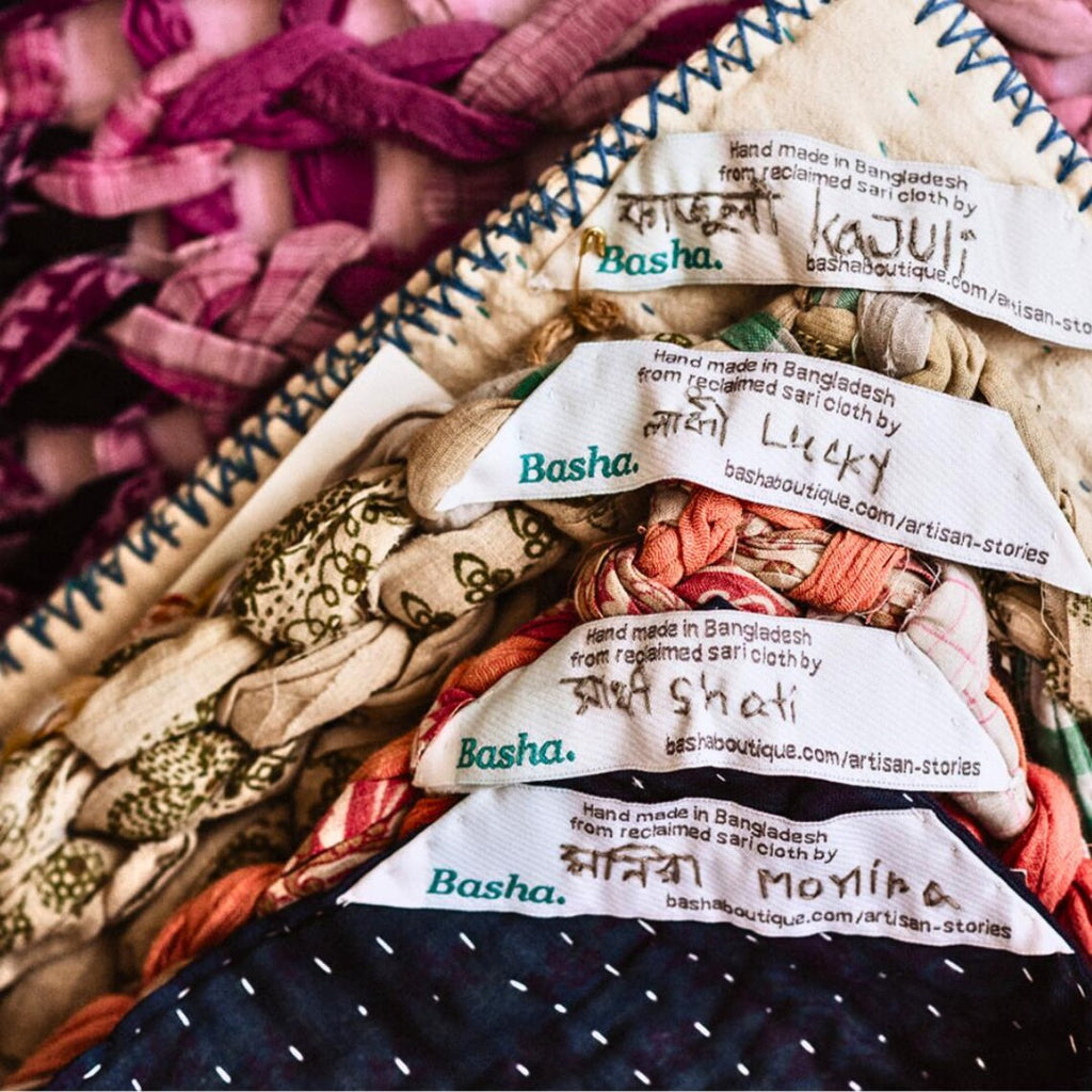 Basha Kantha Queen Bedspreads from Vintage Cotton - Golden and Rose
