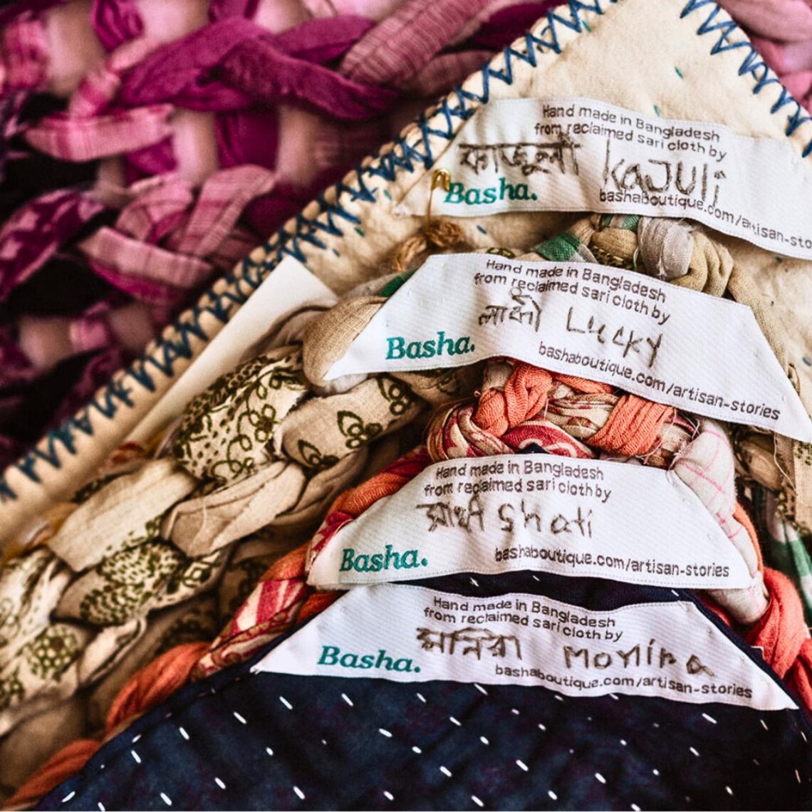 Basha Kantha Queen Bedspreads from Vintage Cotton - Golden and Rose