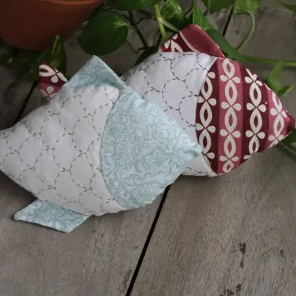 Handstitched fish from colorful sari cloth - ocean theme