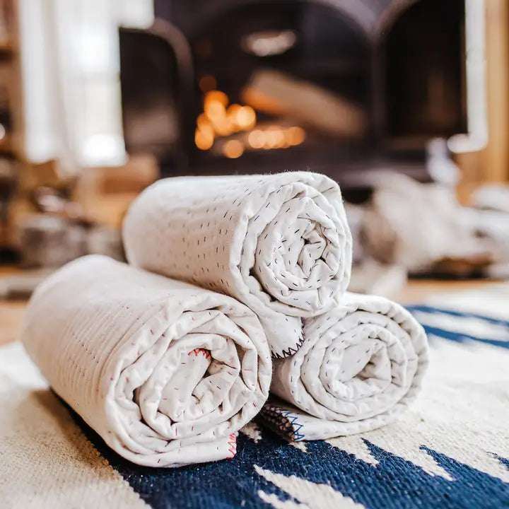 Basha Small Natural Kantha Blanket