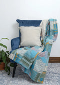 Basha Throw Blanket in Recycled Plaid with Unbleached Cotton Backing