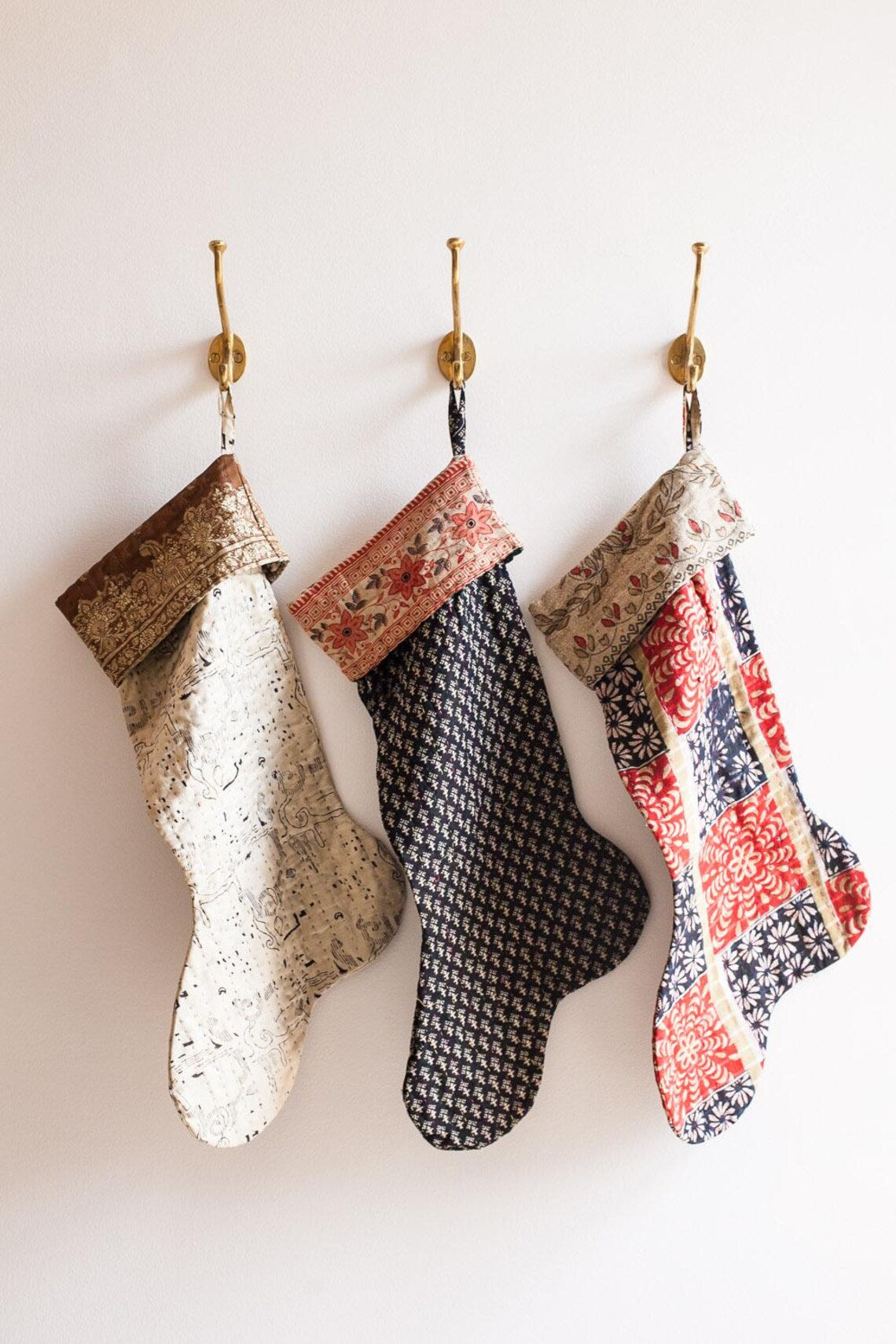Handmade Vintage Kantha Christmas Stockings