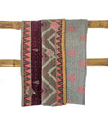 Basha Small Kantha Blanket in Dusty Pink and Burgundy